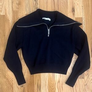 Zara Navy Half-Zip Sweater